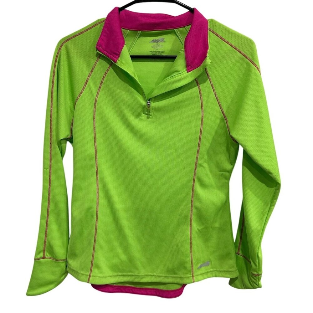 Avia Womens Green Pink Long Sleeve Pullover Top Sz Medium